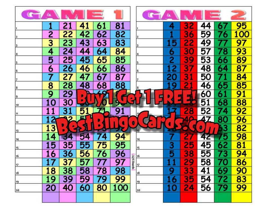 Bingo Boards 1-20 Line Double - Game 1 and 2 - Straight, Mixed, 100 ...
