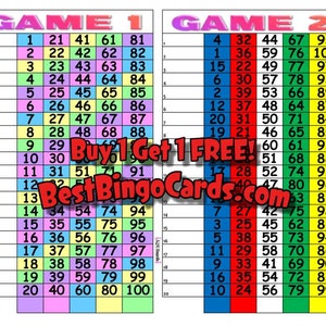 Bingo Boards 1-20 Line Double - Game 1 and 2 - Straight, Mixed, 100 Ball