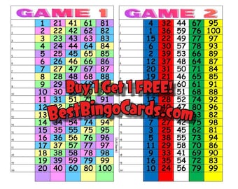 Bingo Boards 1-20 Line Double - Game 1 and 2 - Straight, Mixed, 100 Ball