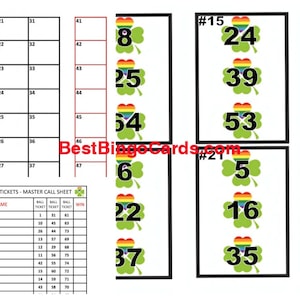 Bingo Boards 1-25 Player Holds - Clover - Mixed, 75 Ball