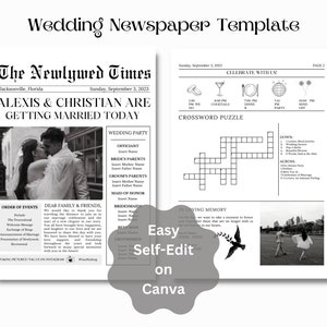 Wedding Newspaper Program | DIGITAL DOWNLOAD | Self-Edit on Canva