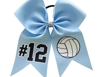 Light blue custom Volleyball Bow: Personalized Team Hair Accessory