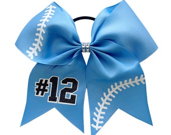 Carolina blue custom softball bows