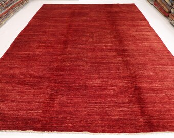 10x13 ft Gebbad Red Area Rug, Wool Natural Colors, 9'10x12'9 ft Handmade Rugs, Rug For Living Room, Tribal Rug, Dining Table Rug, Home Decor