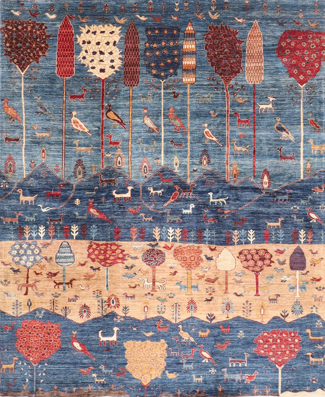 8x10 Ft Animal Gabbeh Rug, 8'2x9'9 Hand Knotted 100 Wool Dye Rug