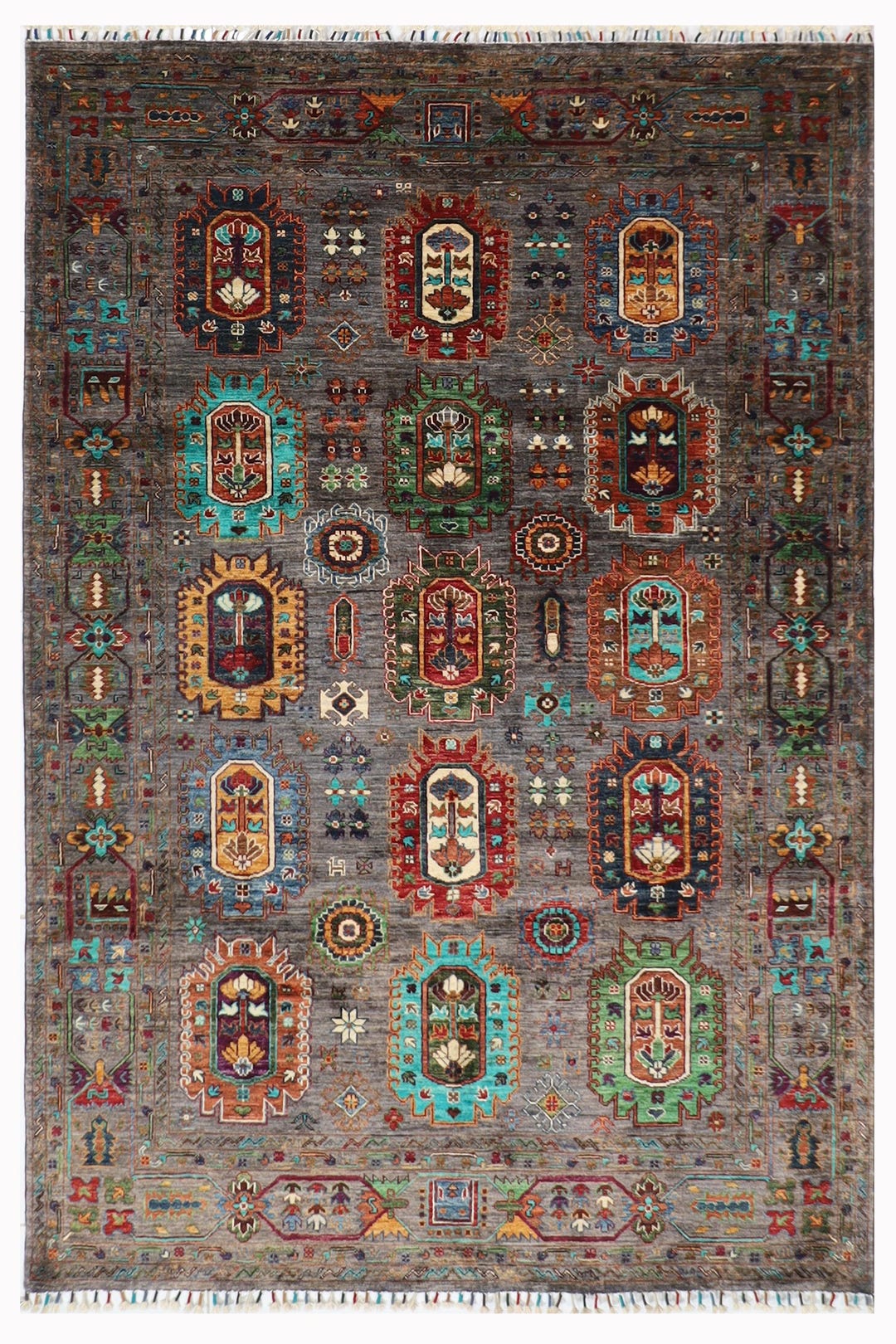 6x8 Ft Tribal Waziri Area Rug, Afghan Hand Knotted Veg Dye Wool Rug ...
