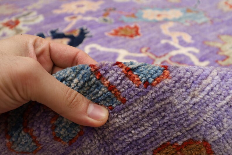 9x12 Ft Purple Oushak Area Rug, Afghan Hand Knotted Veg Dyes Wool Rug
