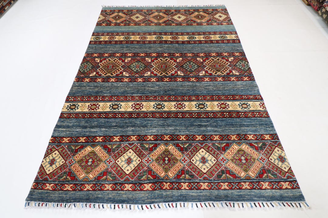 6x8 Ft Tribal Khorjun Area Rug, Afghan Hand Knotted Veg Dye Wool Rug ...