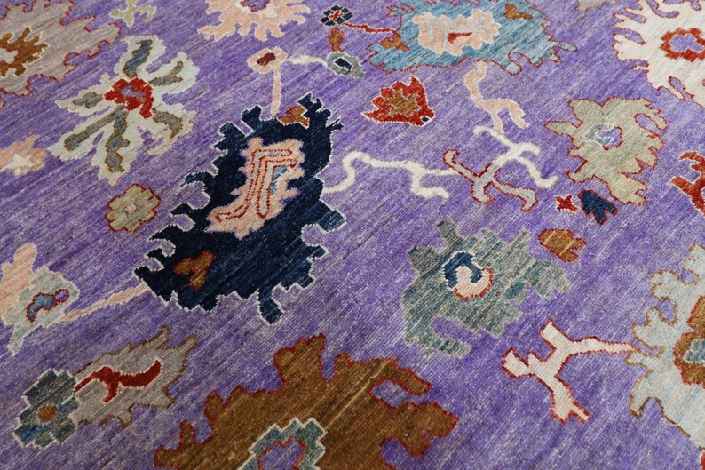9x12 Ft Purple Oushak Area Rug, Afghan Hand Knotted Veg Dyes Wool Rug