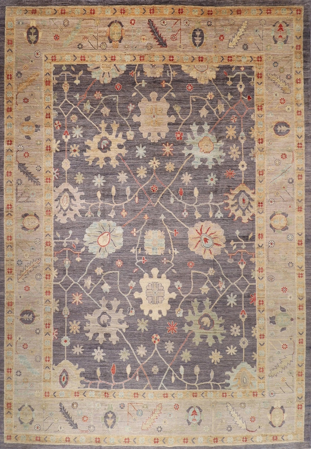 10x14 Ft Grey Turkish Oushak Area Rug, Afghan Hand Knotted Natural Dye ...
