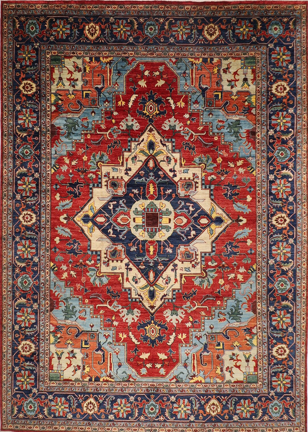 10x13 Ft Heriz Red Area Rug, 9'11x13 Afghan Hand Knotted Natural Dye