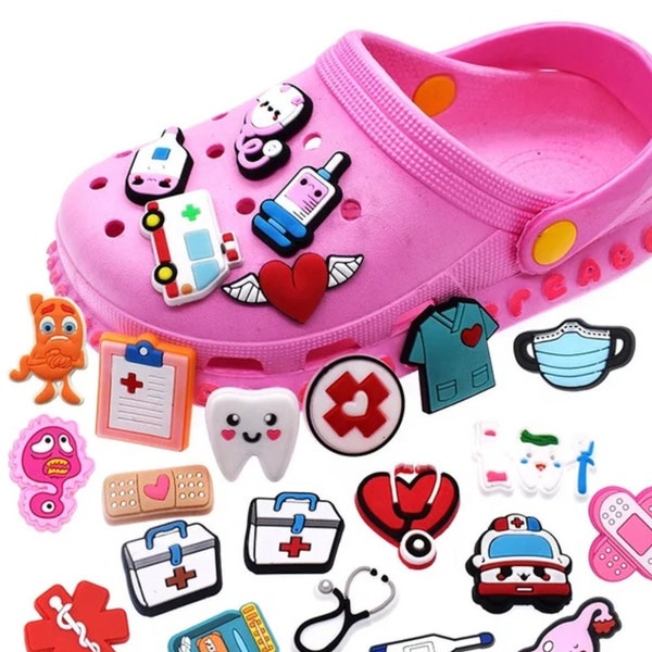 Qute Charms pour chaussures de soins médicaux « Charms pour chaussures de soins de santé pour infirmières - Cadeau unique pour les professionnels de la santé » | | Charms de chaussures infirmière | Pendentifs médicaux