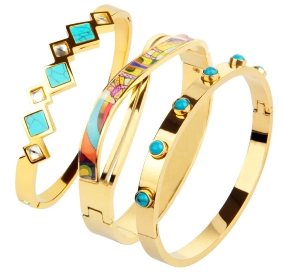 Bracciale rigido riempito in oro 14k: sottile bracciale rigido minimalista impilabile - Italia