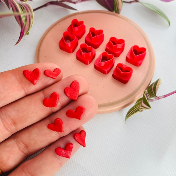 Clay Cutter | 8 x Mini Heart Cutters Set | Valentine's Day | Polymer Clay Cutters | Earring | Jewellery Cutters