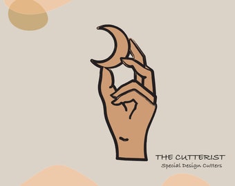Clay Cutter | Moon + Hand Shape | Embossed | Mystical | Polymer Clay Tools | Earring | Jewellery Cutters