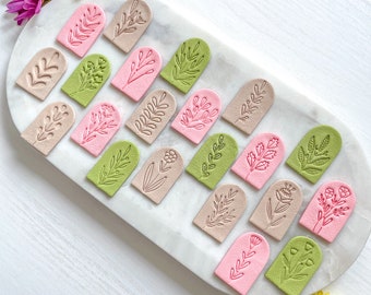 Polymer Clay Stamp | Botanical Stamp SET | Floral Stamp | Pottery stamp | Debossed Clay Stamp | Polymer Clay Tools