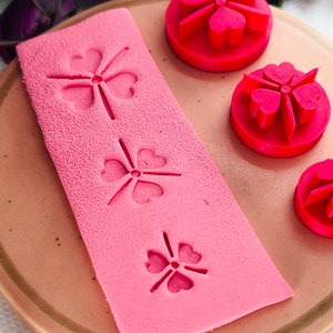 Polymer Clay Stamp | 3 Hearts Style Stamp | Pottery stamp | Clay Stamp | Polymer Clay Cutters | Debossed Clay Stamp | Polymer Clay Tools