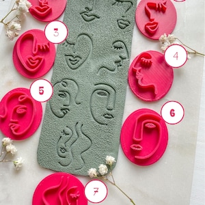 Polymer Clay Stempel | Gesichtslinienstempel | Keramik Stempel | Tonstempel | Geprägter Tonstempel | Fimo