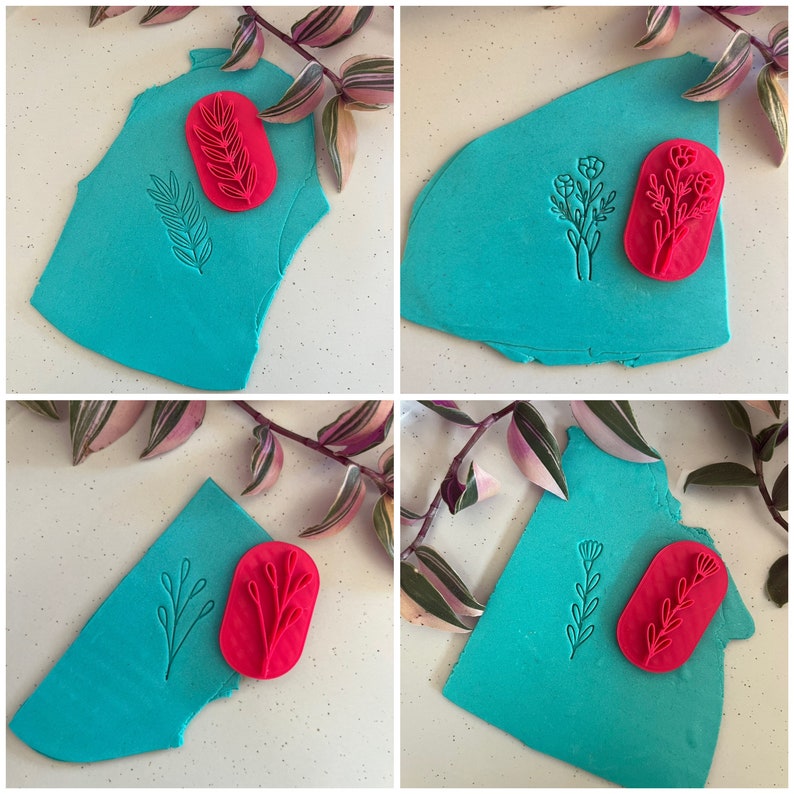 Polymer Clay Stamp Botanical Stamp SET Floral Stamp Etsy