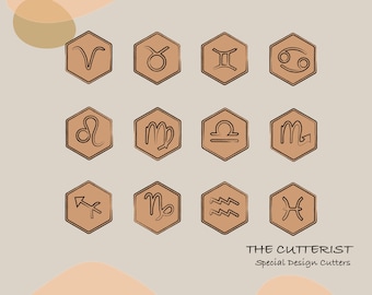 Clay Cutter | Zodiac Stud Cutters Set  | Star Signs Cutter  | Stud cutter | Polymer Clay Cutter | Earring | Jewellery Cutters