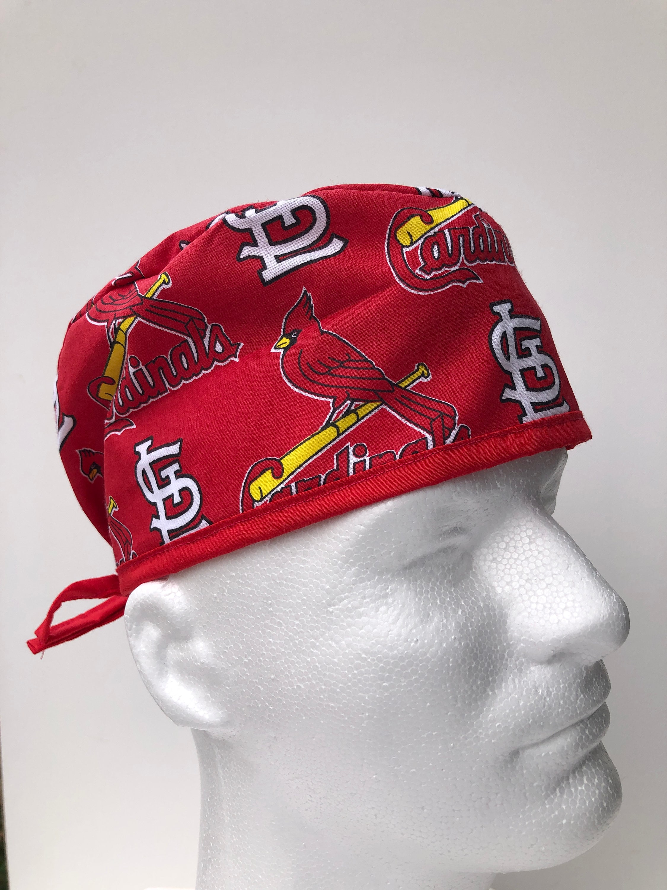 Women's St Louis Cardinals Vintage Blue Ponytail Surgical Scrub Hat, Plain  Brim Adjustable, Handmade - Crazy Caps Scrub Hats