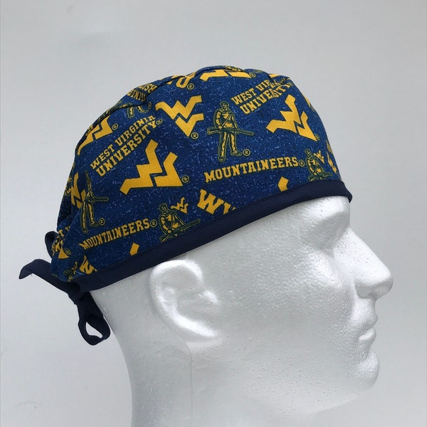 West Virginia Mountaineers | Scrub Hat | Classic | Surgical Cap | Single Layer | Breathable | Durable | College Football