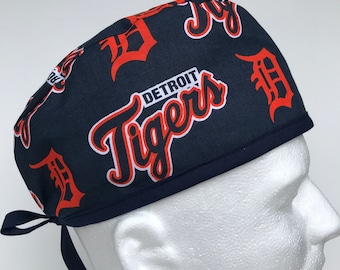 Tigres de Détroit | chapeau de gommage | Classique | Bonnet chirurgical | Couche unique | Respirant | Résistant | Cadeau pour infirmière | Cadeau médecin | NFL | Football