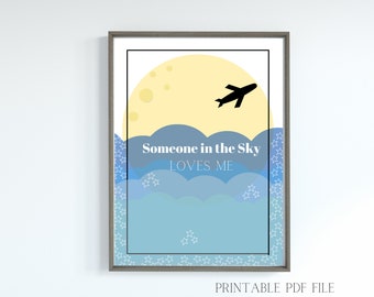 Flight Attendant Wall art, printable nursery moon decor, aviation art decor, crashpad decor, airplane decor, travel art download