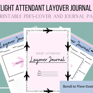 Flugbegleiter Layover Journal, Reisetagebuch, druckbares PDF, PINK Cover