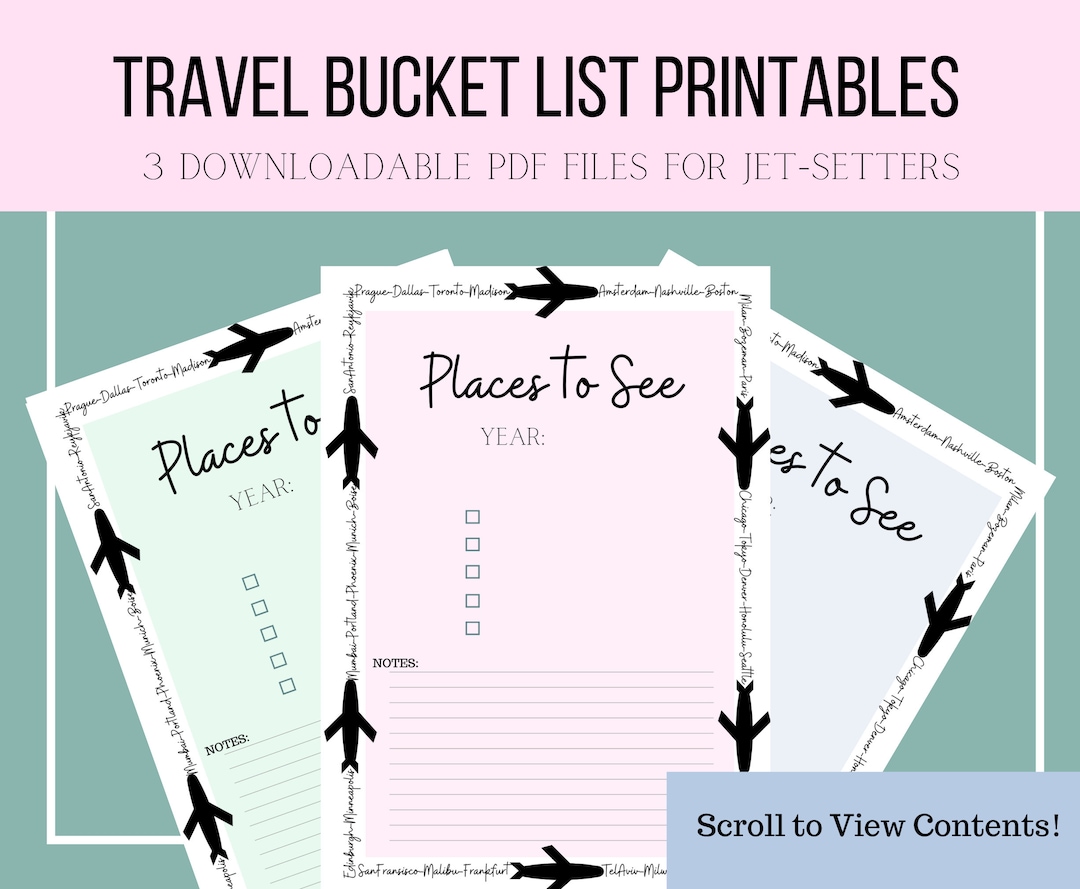 Travel Bucket List for Flight Attendants, Blank Travel Bucket List With ...