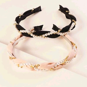 Faux Pearl Headband, Hairband, Twist Headband, Bride Hair Turban, Womens Head Decor