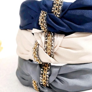 Chain Decor Wide Headband | Knotted Top Hairband |  Twist Knot Headband | Summer Hair Turban| Womens Headband