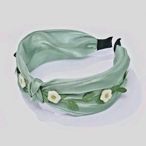 Flower Embroidered Knotted Top Headband |  Twist Knot Headband | Summer Hair Turban| Womens Headband