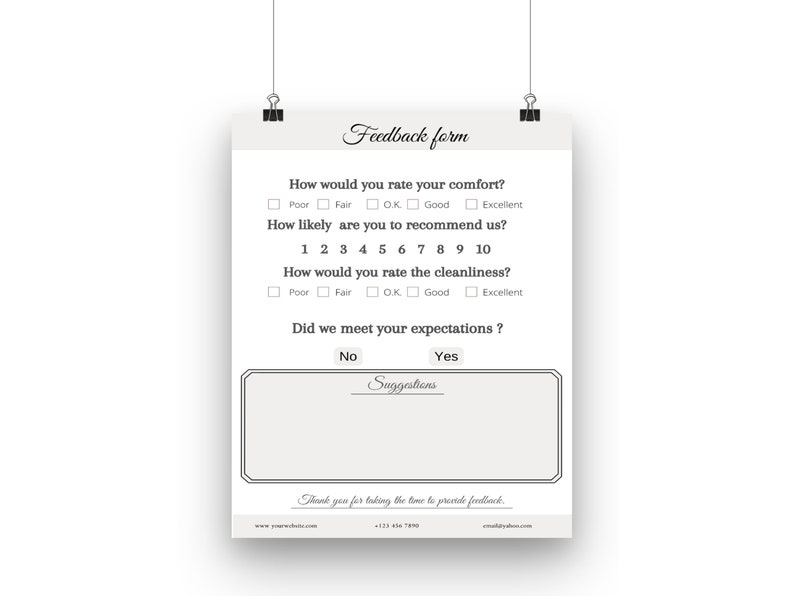 Guest Feedback Form Airbnb Survey Editable Feedback - Etsy