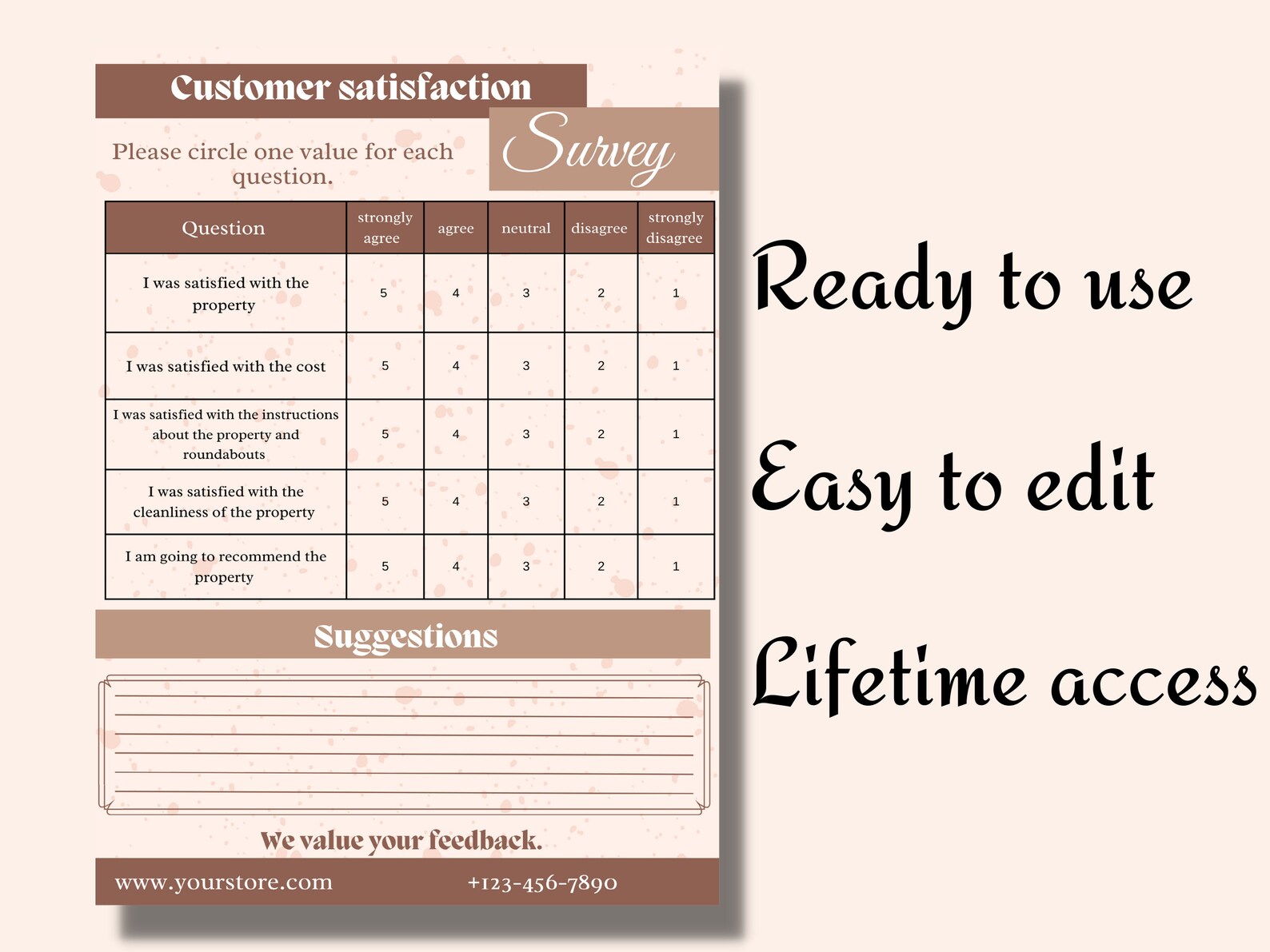 Guest Feedback Form, Airbnb Survey, Editable Feedback Template