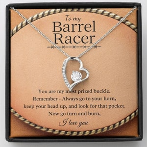 Horse Rider - Barrel Racer Buckle Heart Necklace for Wife, Fiance, Girlfriend, Daughter, Sister