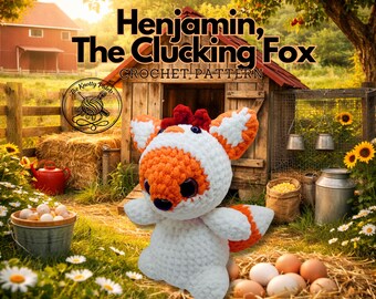 Henjamin The Fox Crochet Pattern, Kawaii Amigurumi Plushie  (Digital PDF)