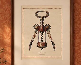 Corkscrew Wall Art: Vintage Bar Tool Illustration