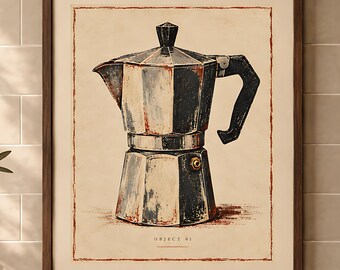 Moka Pot Print: Vintage Italian Espresso Maker Wall Art