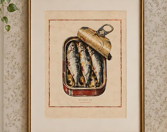 Sardine Tin Print: Vintage Specimen-Style Kitchen Wall Art