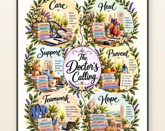 Medical Office Decor, Floral Physician Wall Art, New Doctor Gift