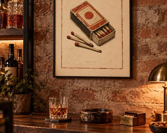Vintage Matchbox Art Print: Antique Object Study Wall Art
