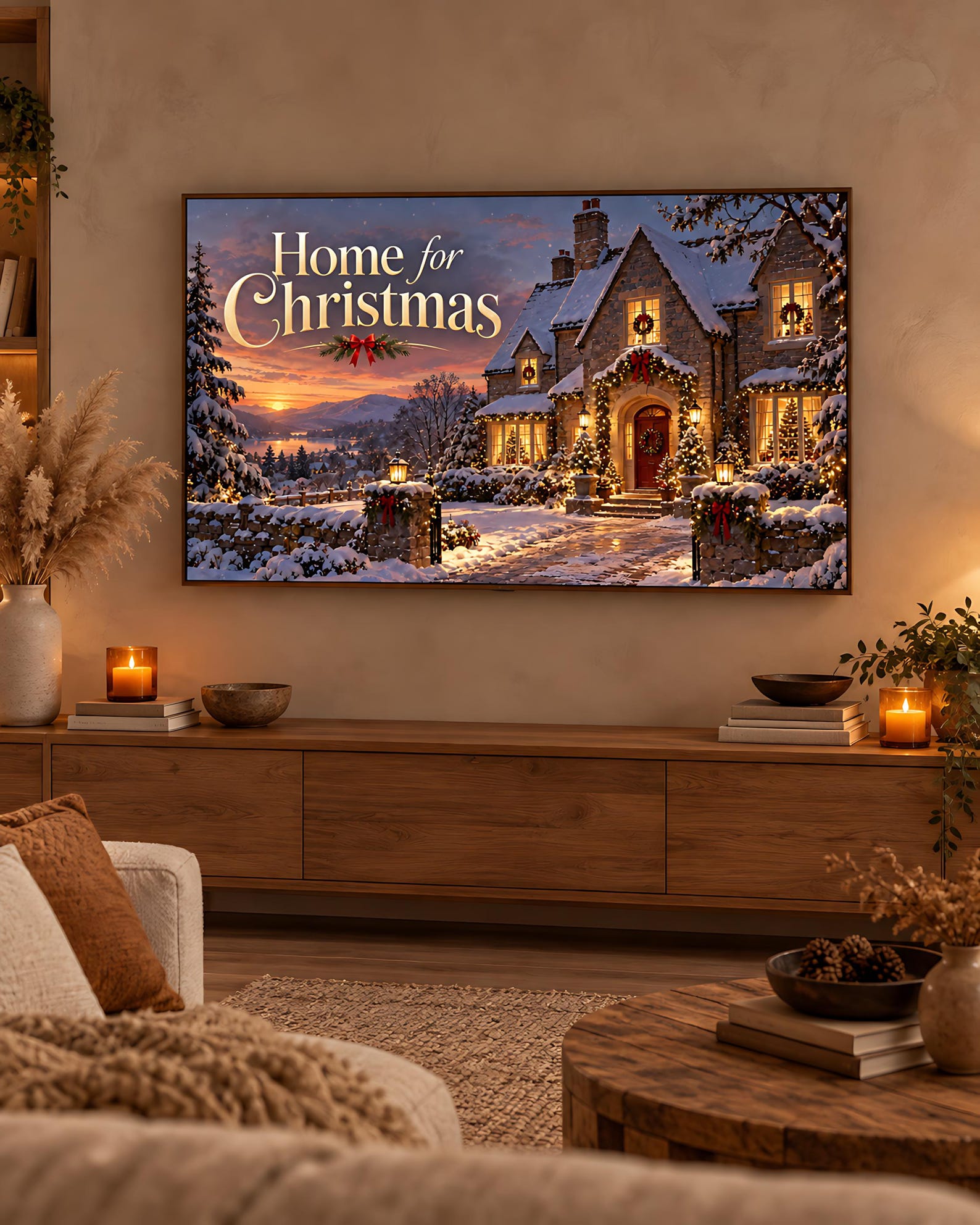Seasonal artwork displayed on a TV