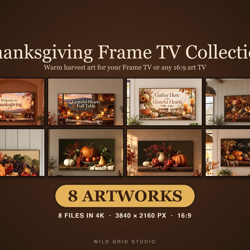Thanksgiving Frame TV artwork bundle of 8