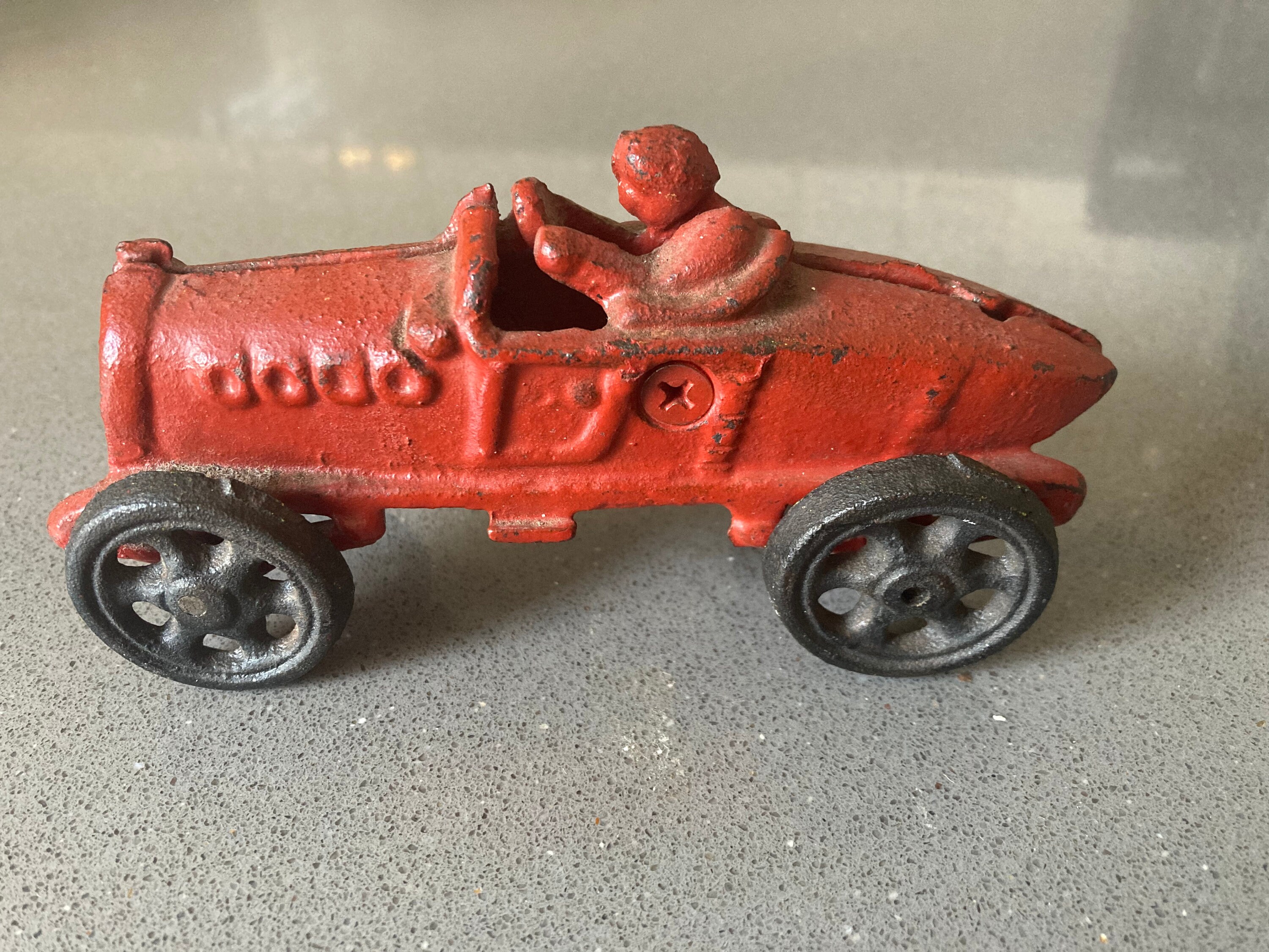 Vintage Cast Iron Toy Race Car - Etsy