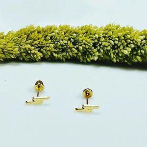 10k gold lightning bolt earrings, lightning bolt studs, screw backs lightning bold earrings, gift for girls