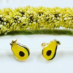 10k gold avocado earrings, avocado fruit earrings, avocado studs, screw back avocado earrings, gift for girls