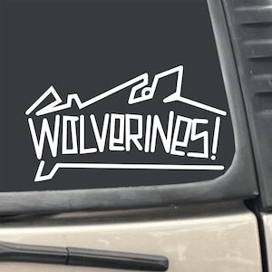 Red Dawn Wolverines Graffiti 7" x 4"  Rebel Resistance Freedom Fighter White Vinyl Transfer Decal Sticker for Car, Truck, Laptop etc…