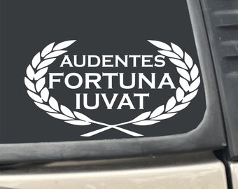 Audentes Fortuna Iuvat - Fortune Favors the Bold 7" x 4" Sticker Vinyl Transfer Decal for Car, Truck, Laptop, etc