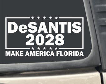 Desantis 2028 Make America Florida Campaign 7" x 3.75" White Vinyl Transfer Decal Sticker for Car, Truck, RV, Boat, Laptop etc…